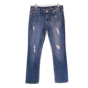 Vigoss Jeans size 11 contrast stitching distressed skinny mid wash